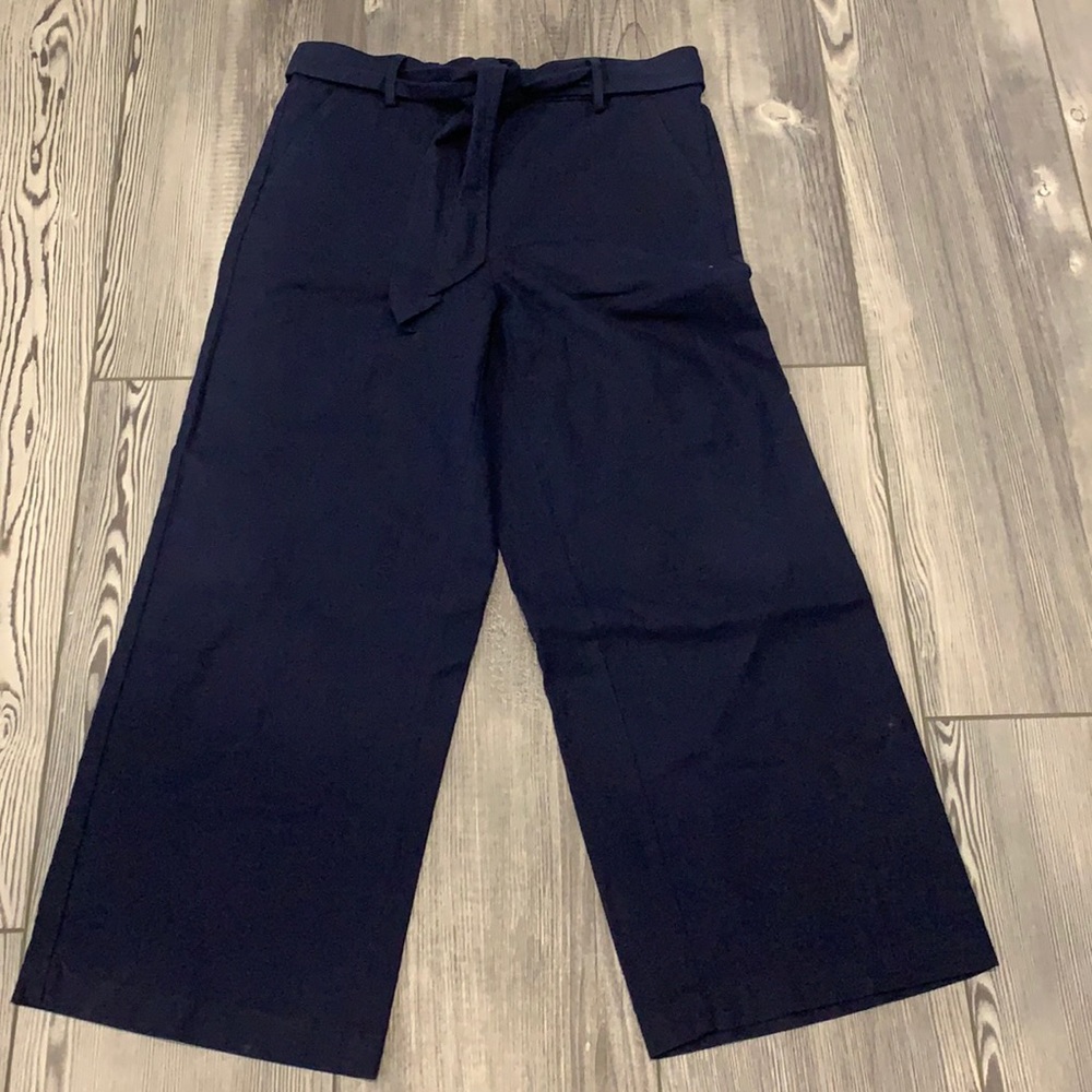 J.Crew navy blue linen wide leg pants size 6